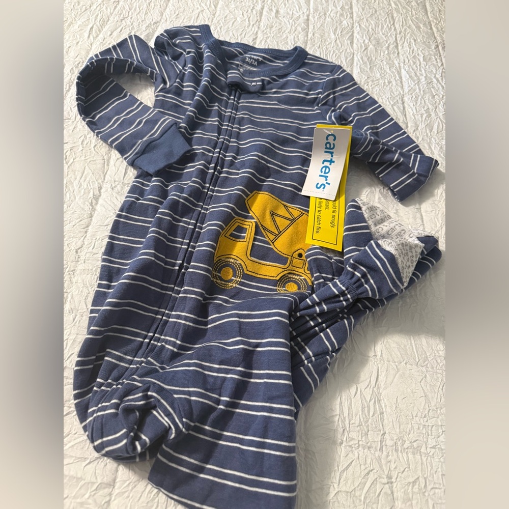 Carter's Blue and Yellow Pajama Set Onesie 3T